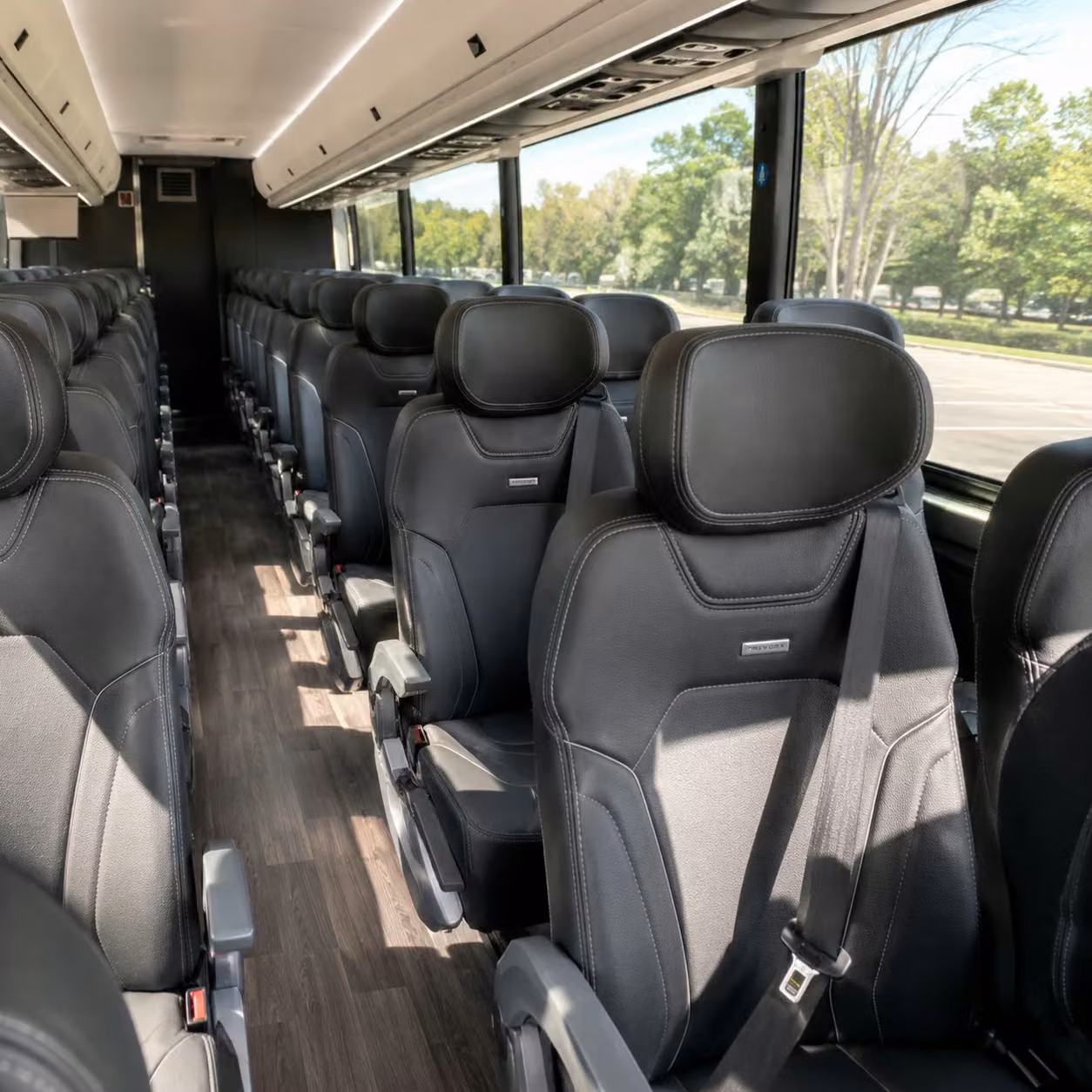 56 passenger charter bus inside
